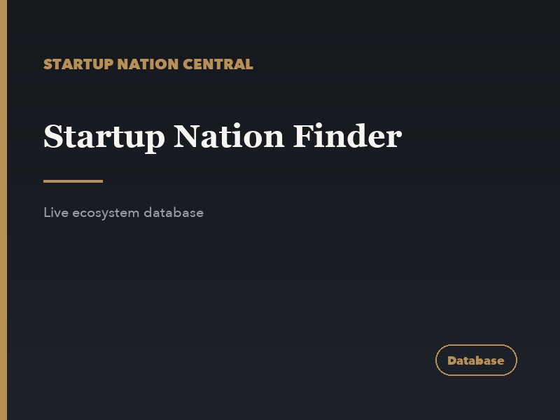 Startup Nation Finder. Startup Nation Central · Live database